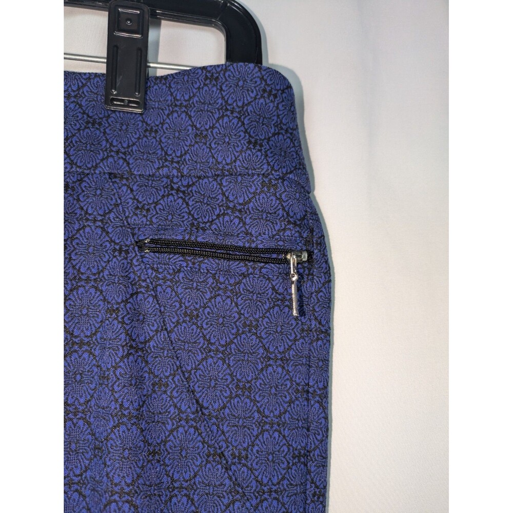 Soho Pants M Women's Blue Medallion Print Pull On Straight Leg Zipper Detail - Picture 3 of 6